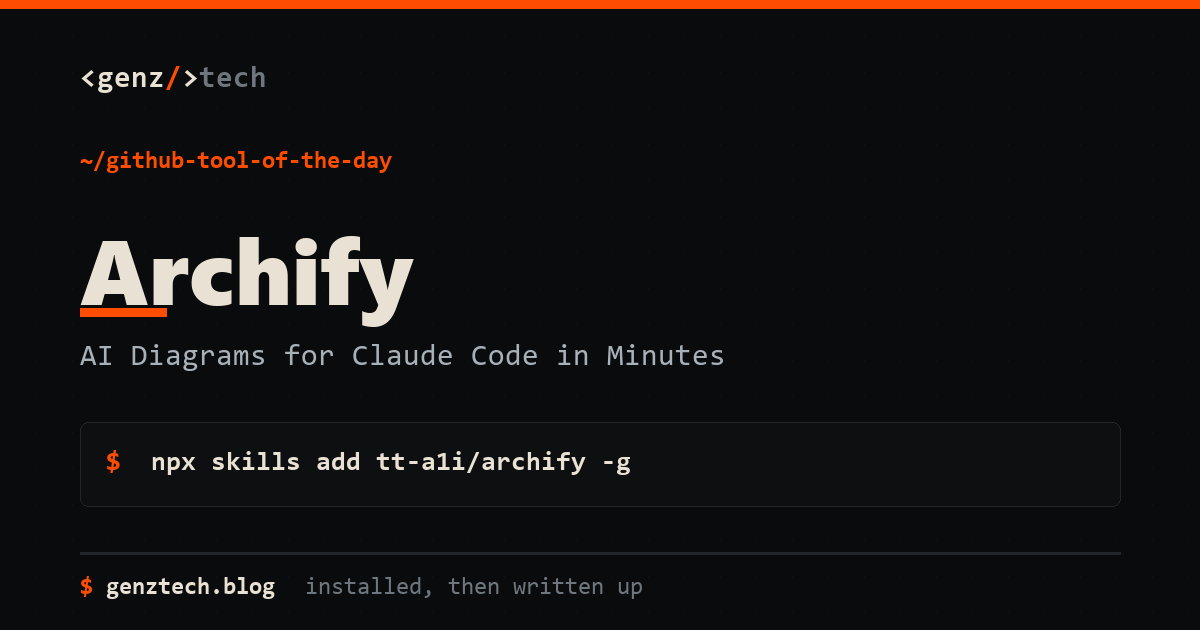 Archify Setup: AI Diagrams for Claude Code in Minutes — install command and what it does
