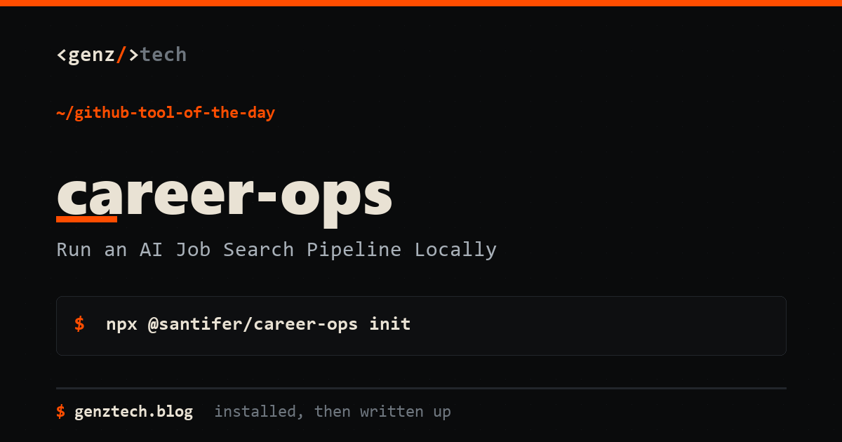 career-ops Setup: Run an AI Job Search Pipeline Locally — install command and what it does