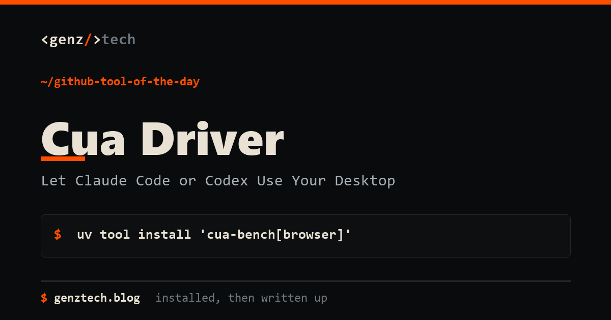 Cua Driver Setup: Let Claude Code or Codex Use Your Desktop — install command and what it does