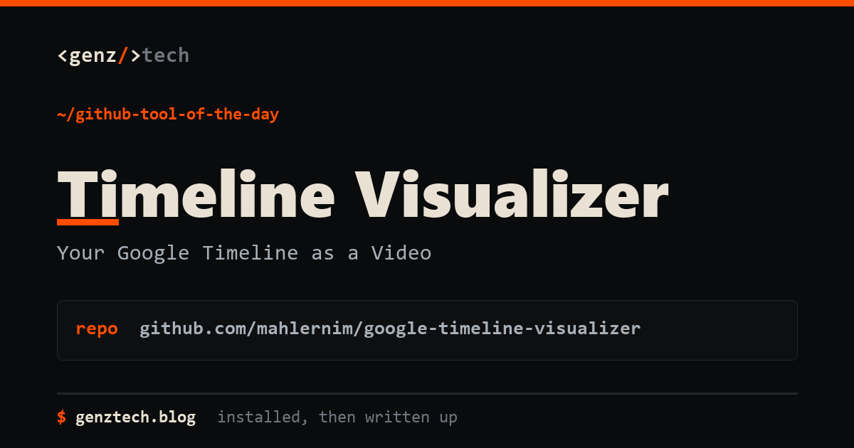 Timeline Visualizer Setup: Your Google Timeline as a Video — install command and what it does