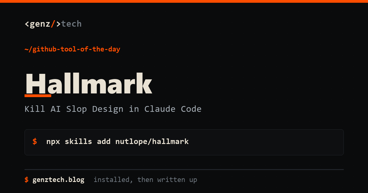 Hallmark Setup: Kill AI Slop Design in Claude Code, Tutorials explainer