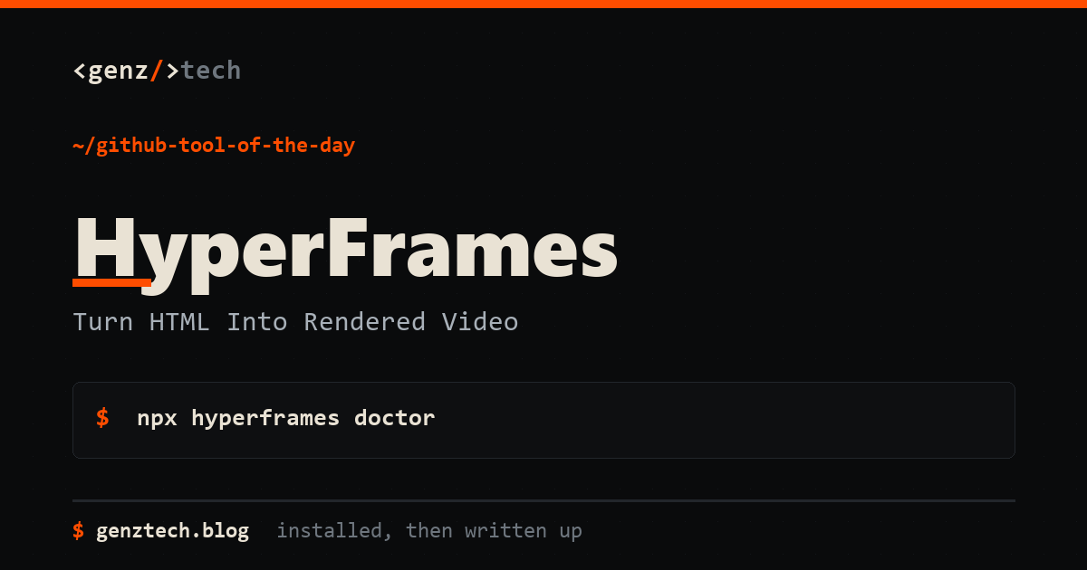 HyperFrames Setup: Turn HTML Into Rendered Video — install command and what it does