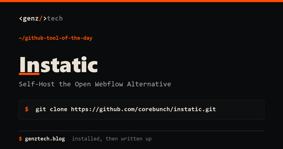 Instatic Setup: Self-Host the Open Webflow Alternative — install command and what it does