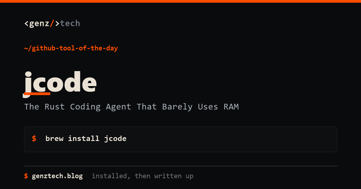 jcode Setup: The Rust Coding Agent That Barely Uses RAM — install command and what it does