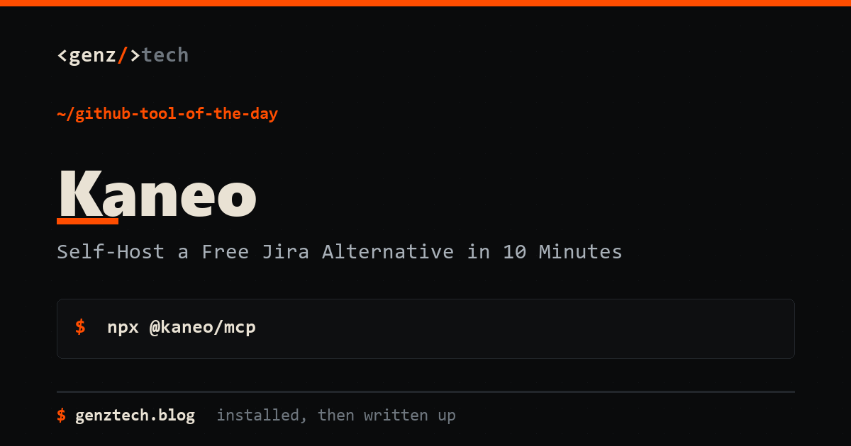 Kaneo Setup: Self-Host a Free Jira Alternative in 10 Minutes — install command and what it does