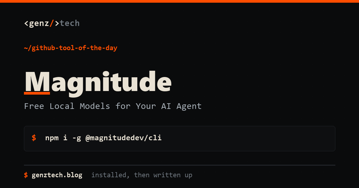Magnitude Setup: Free Local Models for Your AI Agent — install command and what it does