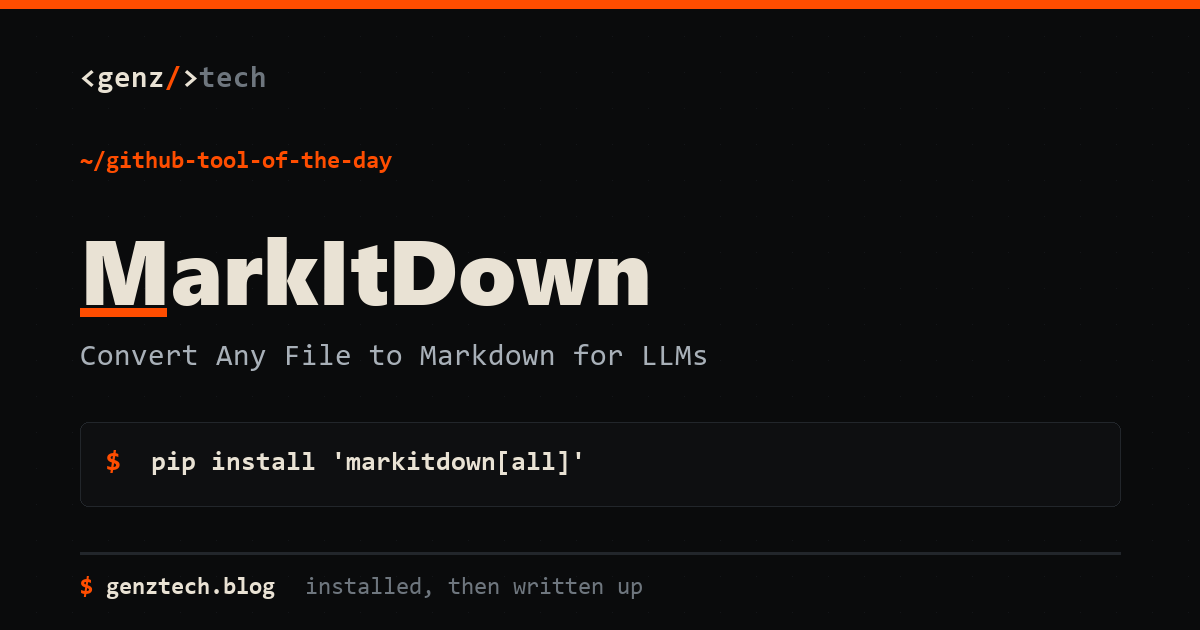 MarkItDown Setup: Convert Any File to Markdown for LLMs — install command and what it does