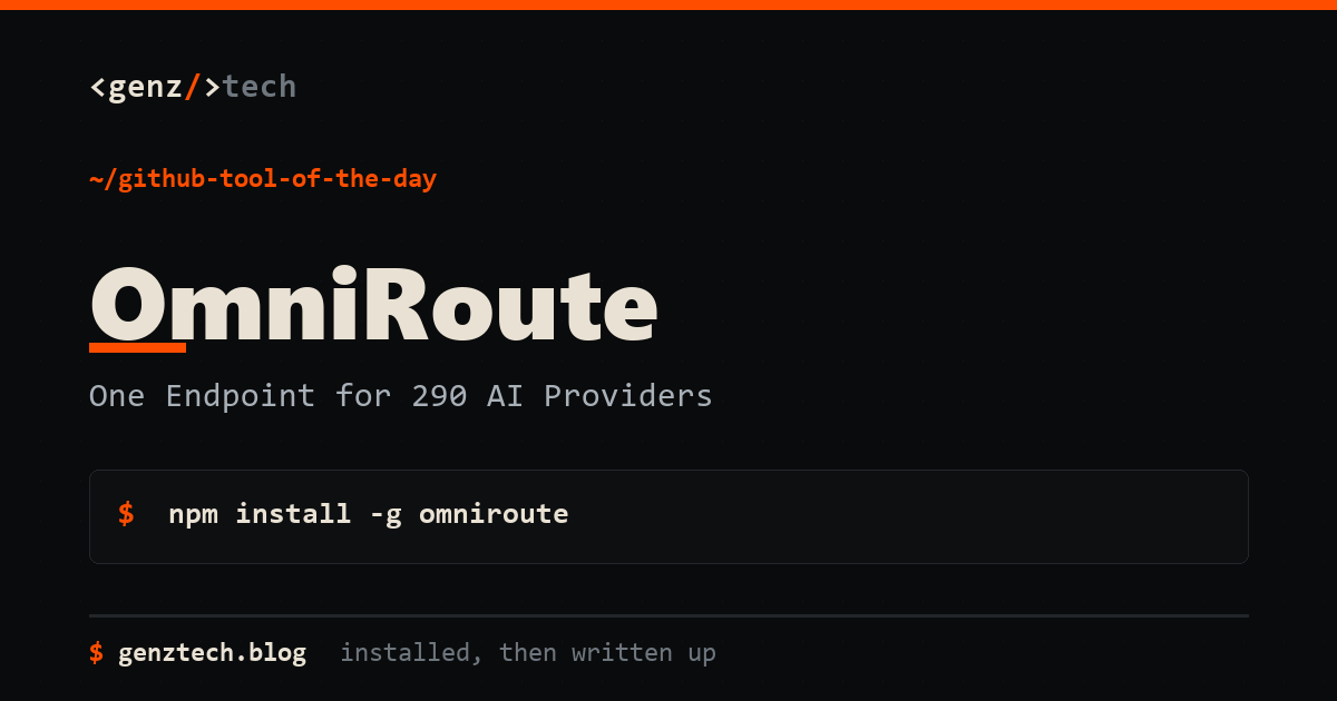 OmniRoute Setup: One Endpoint for 290 AI Providers — install command and what it does