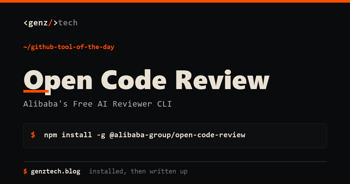 Open Code Review Setup: Alibaba's Free AI Reviewer CLI — install command and what it does
