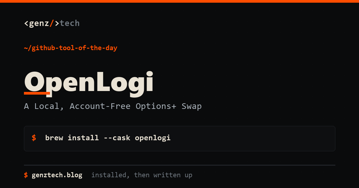 OpenLogi Setup: A Local, Account-Free Options+ Swap — install command and what it does