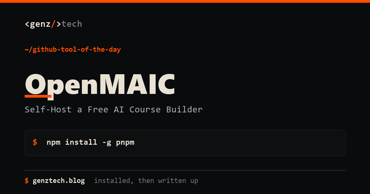 OpenMAIC Setup: Self-Host a Free AI Course Builder — install command and what it does