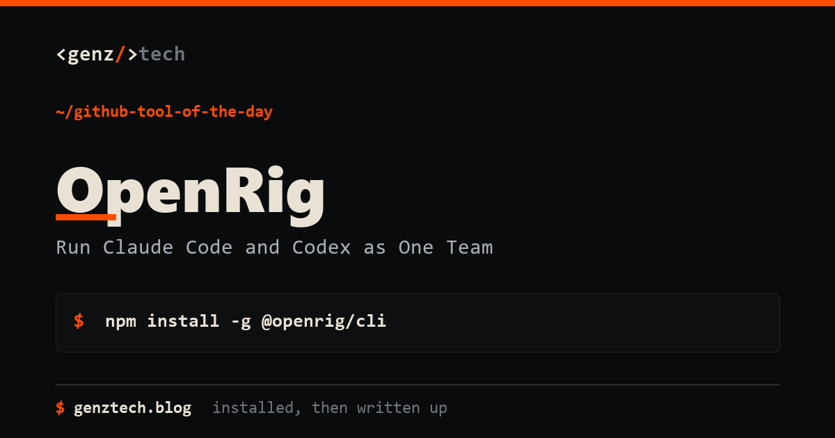 OpenRig Setup: Run Claude Code and Codex as One Team — install command and what it does