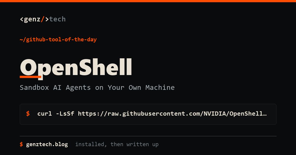 OpenShell Setup: Sandbox AI Agents on Your Own Machine — install command and what it does