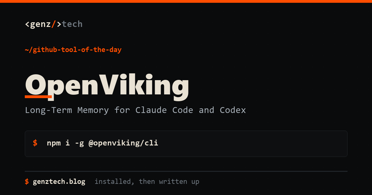 OpenViking Setup: Long-Term Memory for Claude Code and Codex — install command and what it does
