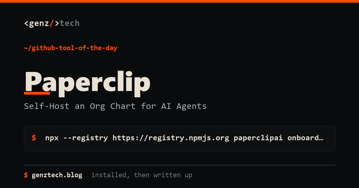 Paperclip Setup: Self-Host an Org Chart for AI Agents — install command and what it does