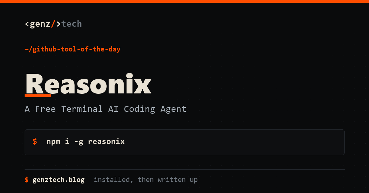 Reasonix Setup: A Free Terminal AI Coding Agent — install command and what it does