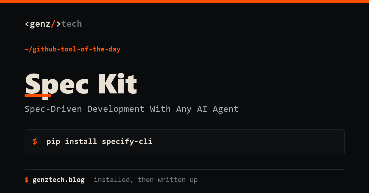Spec Kit Setup: Spec-Driven Development With Any AI Agent — install command and what it does