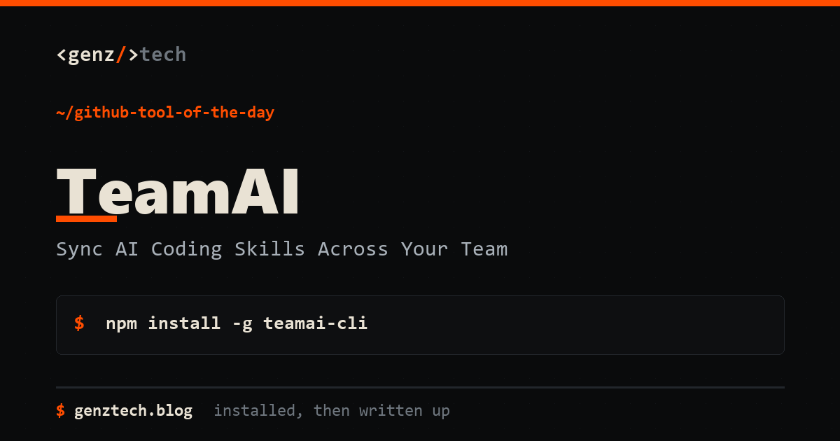 TeamAI Setup: Sync AI Coding Skills Across Your Team — install command and what it does