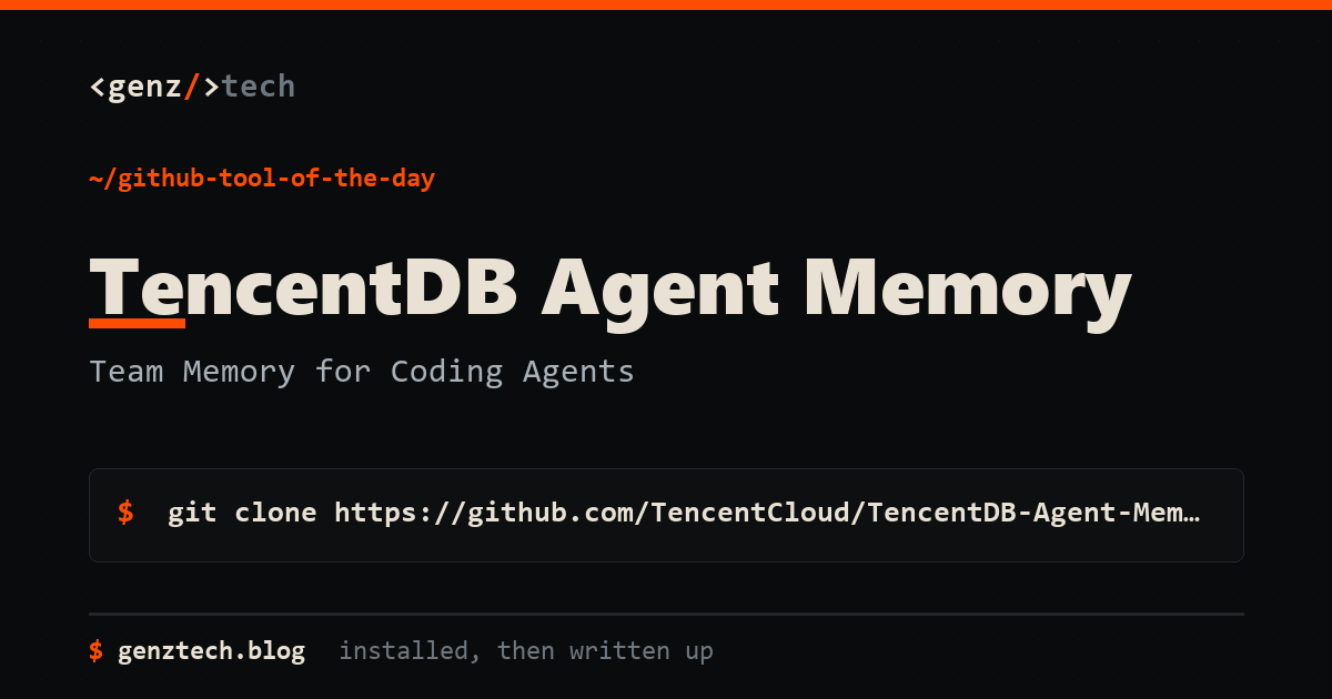 TencentDB Agent Memory Setup: Team Memory for Coding Agents — install command and what it does