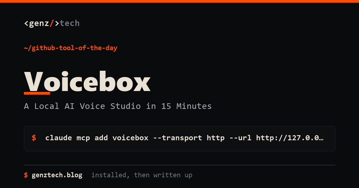 Voicebox Setup: A Local AI Voice Studio in 15 Minutes — install command and what it does