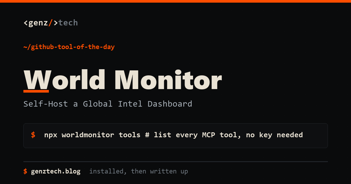 World Monitor Setup: Self-Host a Global Intel Dashboard — install command and what it does