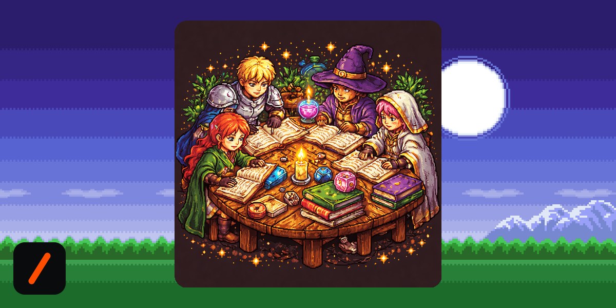 StudyGuild's pixel-art artwork of four students studying around a candlelit table